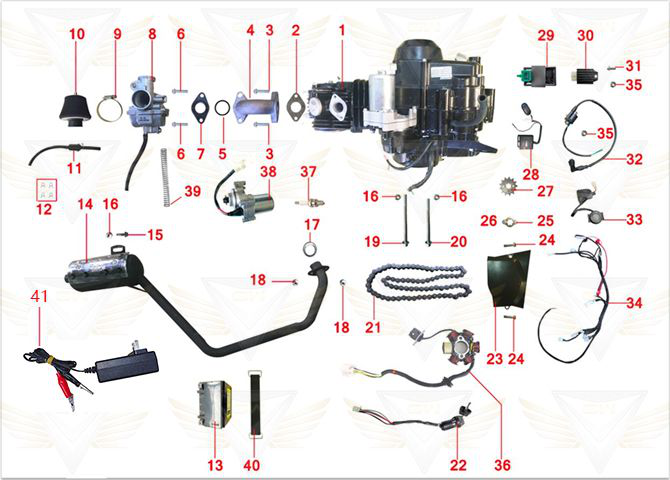 Bull 125cc parts - Engine and Electric parts