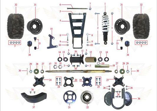 Bull 125cc parts - Rear Suspension